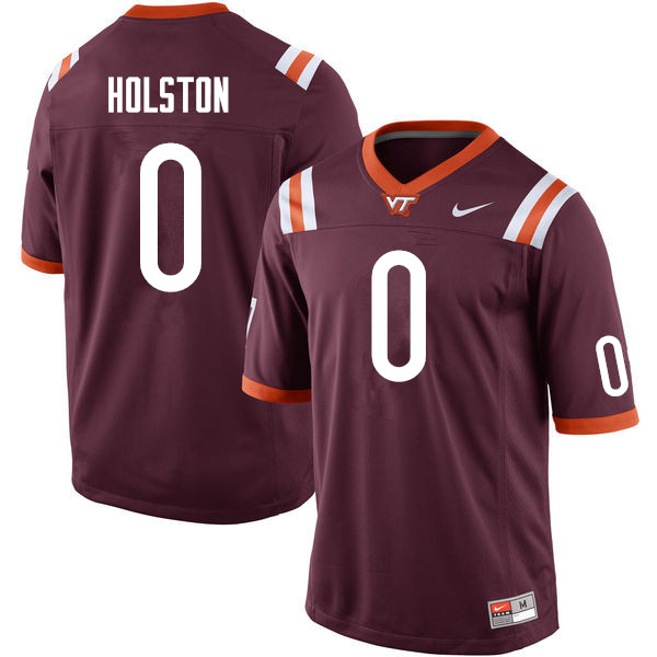 Men #0 Jalen Holston Virginia Tech Hokies College Football Jerseys Sale-Maroon